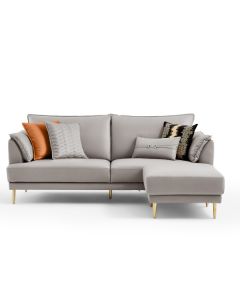 Auctor 3 Seater Leath-aire Sofa with Ottoman (Grey)